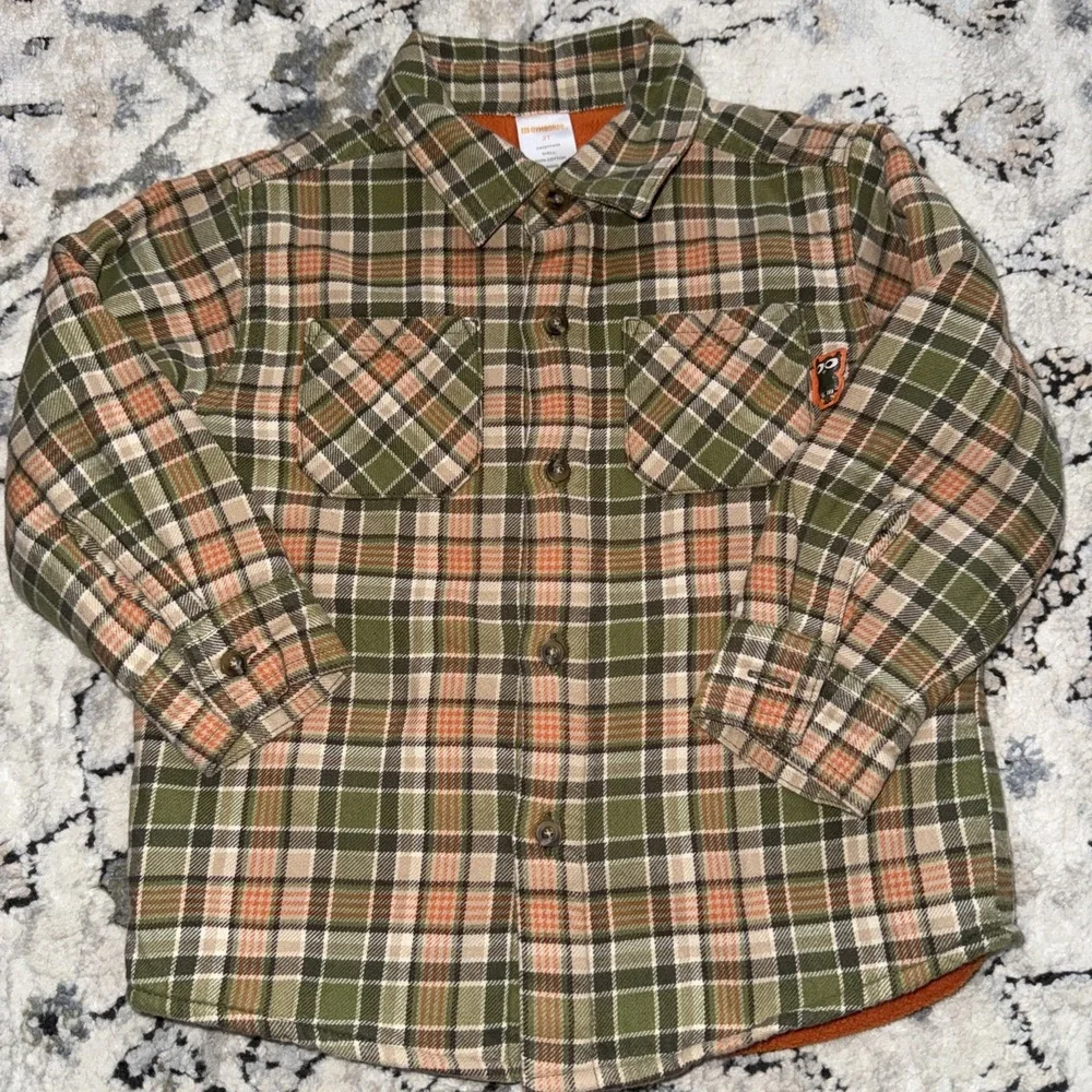 Vintage Gymboree Boys 2T Fleece Lined Plaid Flannel Button Up Shirt